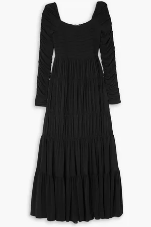 La Ligne Mary Alice smocked tiered stretch-jersey maxi dress