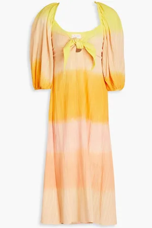 sundress Megan striped cotton-jacquard midi dress - Orange