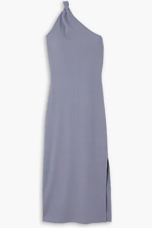 Ninety Percent Okra one-shoulder ribbed stretch-cotton midi dress - Blue