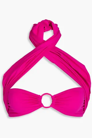 Leslie Amon Toghzan cutout ruched halterneck bikini top - Pink