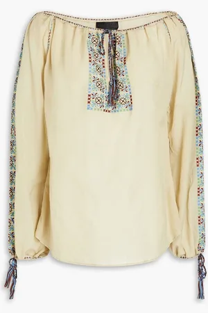 NILI LOTAN Diandra embroidered voile blouse - Green