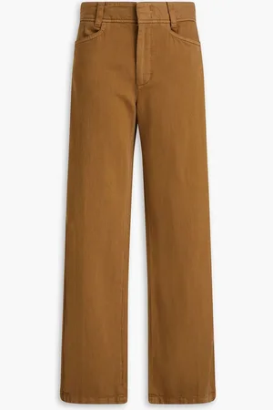 Vince Cotton, Lyocell and linen-blend twill straight-leg pants - Brown