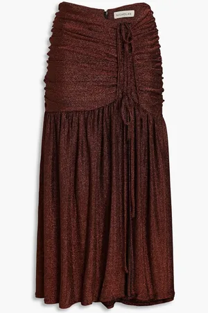 Nicholas Ruched metallic jersey midi skirt - Metallic