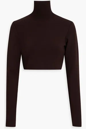 Zeynep Arcay Cropped jersey turtleneck top - Brown