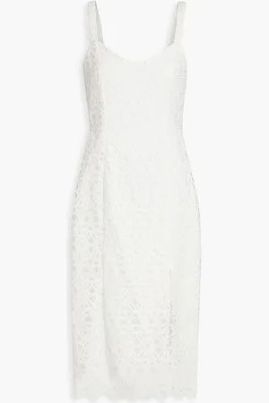 Aidan Mattox Cutout crochet midi dress - White