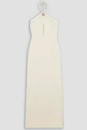 Staud Abigail embellished cutout crepe halterneck maxi dress - White