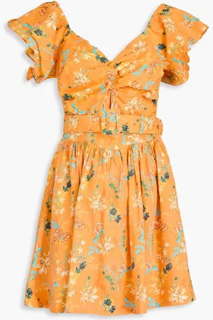 Solid The Renata cutout floral-print linen-blend mini dress