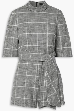 ALICE+OLIVIA Alice Olivia - Belted Prince of Wales checked woven playsuit