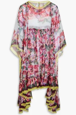 Dolce & Gabbana Gathered floral-print silk-chiffon dress