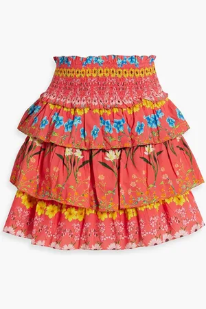 Cara Cara Lindsey tiered floral-print cotton-voile mini skirt - Orange
