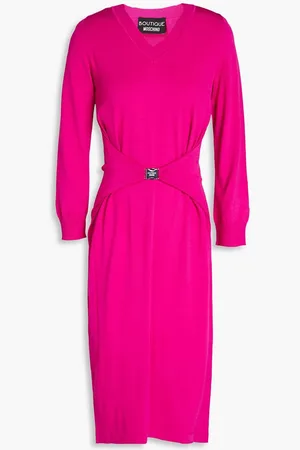 Moschino Buckle-detailed knitted dress - Pink