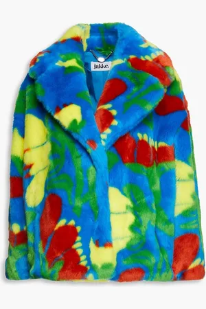 Jakke Rita printed faux fur jacket - Blue