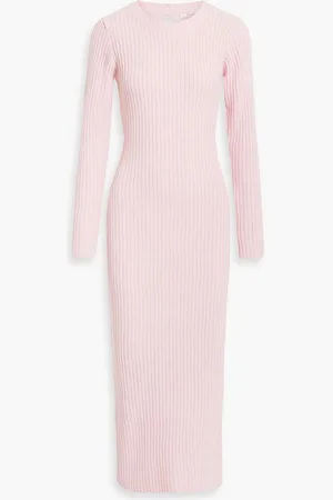 OLIVIA RUBIN Cutout ribbed-knit midi dress - Pink