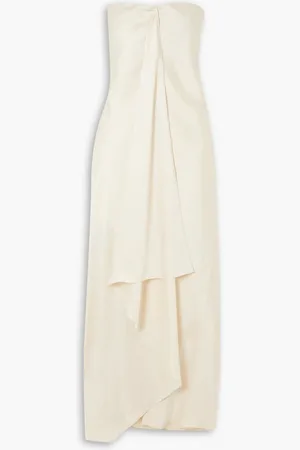 BRANDON MAXWELL Adelaide strapless draped satin-twill maxi dress - Neutral
