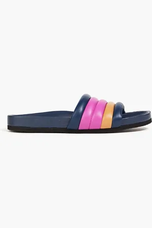 Isabel Marant Helleah striped leathers slides - Blue