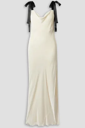 Reformation Nya satin-trimmed velour maxi dress - White