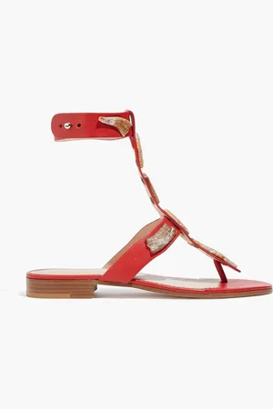 RED(V) Sin appliquéd leather sandals - Red
