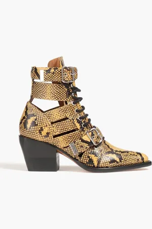 Chloé Rylee cutout snake-effect leather ankle boots