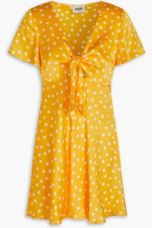 Claudie Pierlot Cutout knotted polka-dot silk-satin mini dress