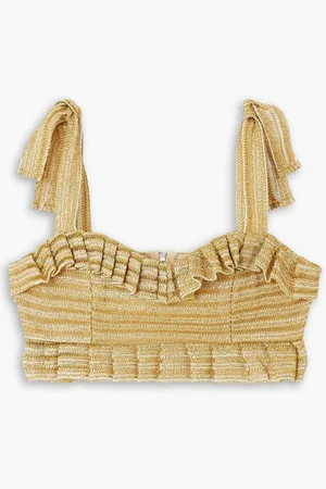 PATBO Cropped embroidered knitted top - Metallic