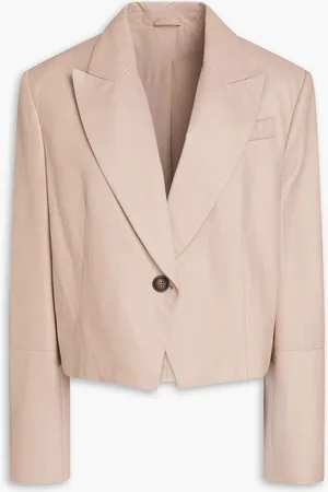 Brunello Cucinelli Cropped leather blazer - Neutral