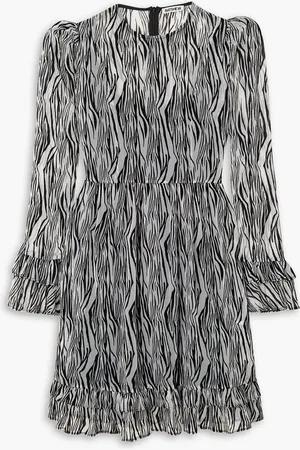 BATSHEVA Prairie ruffled zebra-print flocked tulle dress