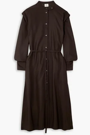 Ninety Percent Nemulus belted TENCEL™ Lyocell midi shirt dress - Brown