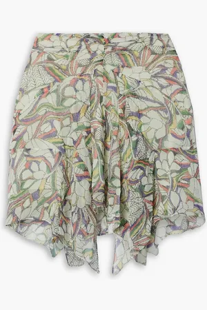 Isabel Marant Lysea printed silk-crepon mini skirt - Green