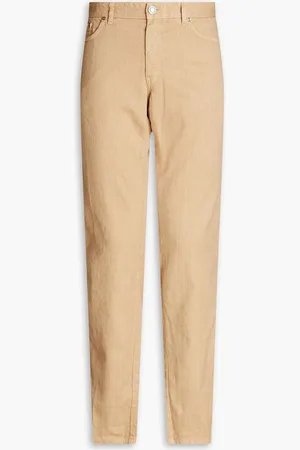 120% Lino Slim-fit pinstriped linen-blend twill pants - Neutral