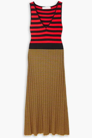 Proenza Schouler Striped ribbed-knit midi dress