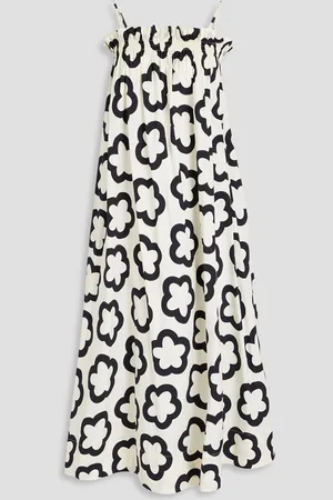 Tory Burch Printed cotton-blend poplin midi dress - White