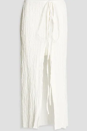 REJINA PYO Smocked cotton-blend midi skirt