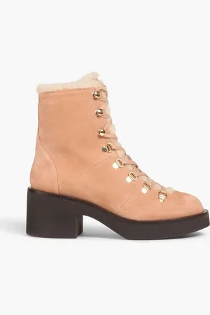 Stuart Weitzman Alpine Cozy 40 faux shearling-lined suede combat boots - Neutral