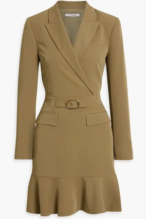 Derek Lam Izara wrap-effect twill mini dress - Green