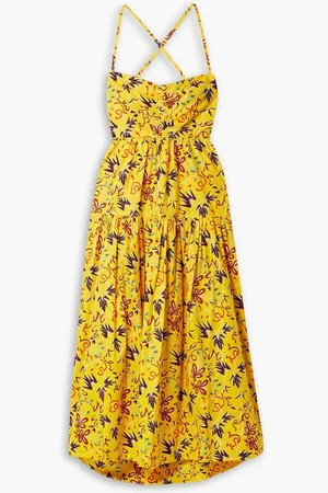 A.L.C. Arit tiered open-back printed cotton-poplin midi dress