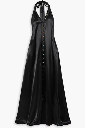 Christopher John Rogers Satin halterneck maxi dress
