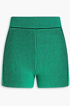 The Upside Nirvana Speechless striped ribbed stretch-cotton shorts - Green