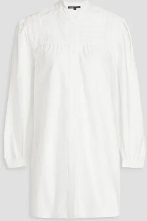 Maje Bead-embellished cotton mini shirt dress