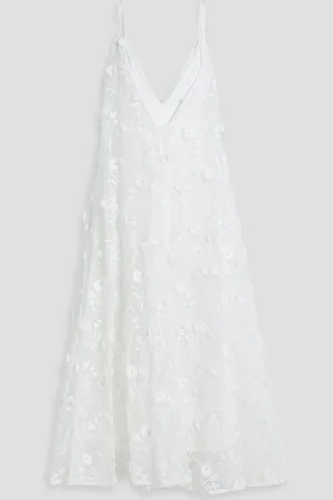 Agua by Agua Bendita Hierbaluisa Diente De Leon Anecer embroidered organza midi slip dress