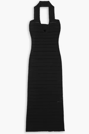 Victoria Beckham Pointelle-knit halterneck midi dress