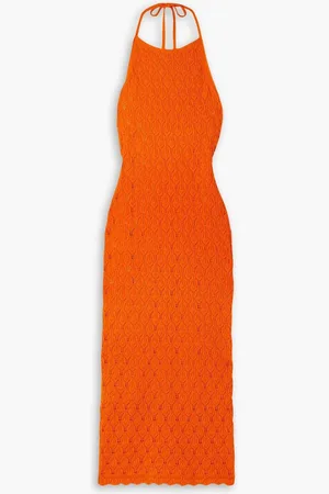 ALICE+OLIVIA Alice Olivia - Jone pointelle-knit cotton and wool-blend halterneck midi dress