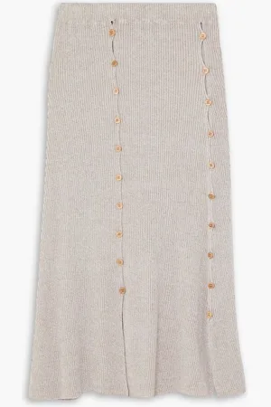 Baserange Loulou ribbed linen-blend jersey skirt - Neutral