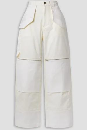 DION LEE Paneled cotton-blend twill wide-leg pants - White