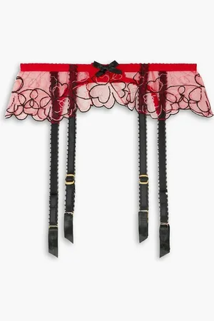 Agent Provocateur Maysie embroidered tulle suspender belt