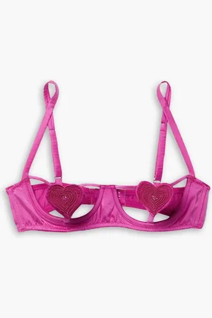 FLEUR DU MAL Novelty Heart cutout satin underwired balconette bra - Purple