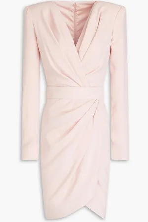 RHEA COSTA Wrap-effect crepe mini dress - Pink
