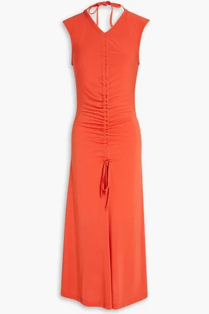 Paul Smith Flared ruched jersey midi dress - Orange