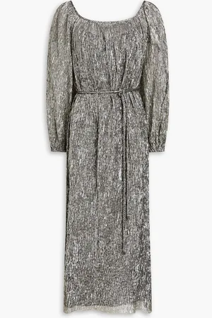Tory Burch Plissé-lamé midi dress - Metallic