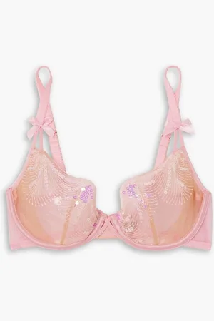 Agent Provocateur Quinny sequin-embellished embroidered tulle underwired bra - Pink