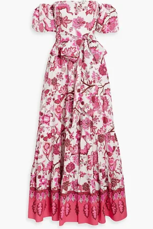 Cara Cara Wethersfield off-the-shoulder printed cotton-poplin maxi dress - Pink